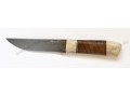 Авторский нож ручной работы (булат, стабилизированное дерево, рог, серебро)
