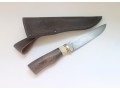 Авторский нож ручной ковки (сталь Х12МФ, корень ореха, кожа, рог, латунь)